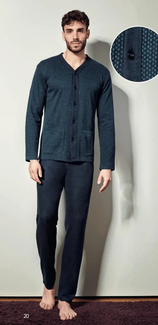 Pigiama uomo aperto Nottingham punto milano jacquard PG44369