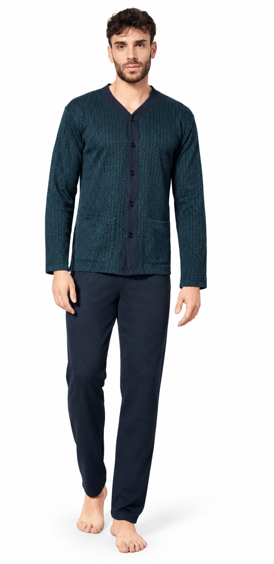 Pigiama uomo aperto Nottingham punto milano jacquard PG44369