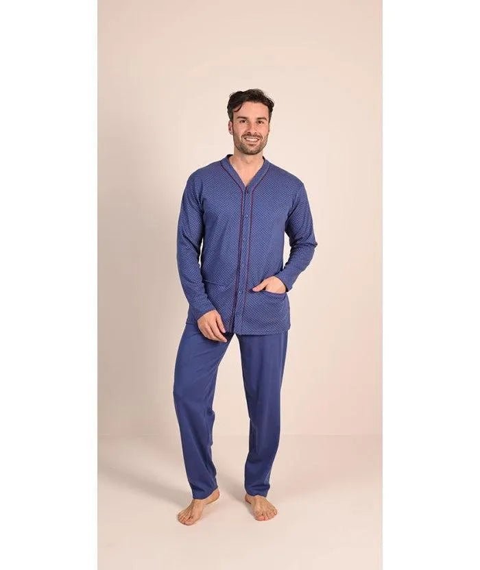 Pigiama uomo aperto invernale interlock Gary 6055