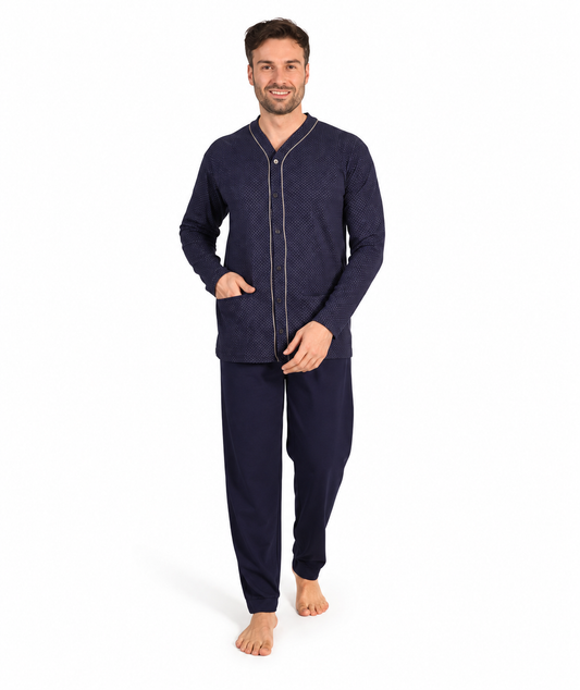 Pigiama uomo aperto invernale interlock Gary 6055