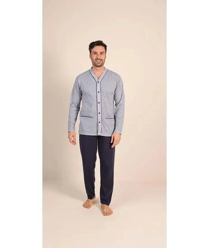 Pigiama uomo aperto invernale interlock Gary C651