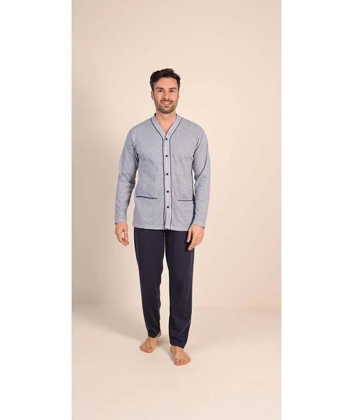 Pigiama uomo aperto invernale interlock Gary C651