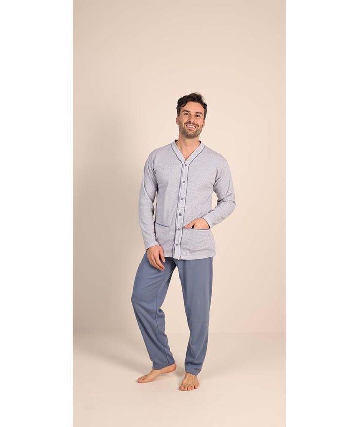 Pigiama uomo aperto invernale interlock Gary C651