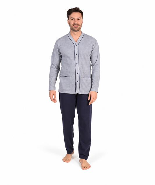 Pigiama uomo aperto invernale interlock Gary C651