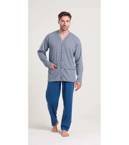 Pigiama uomo aperto invernale interlock Gary V60002
