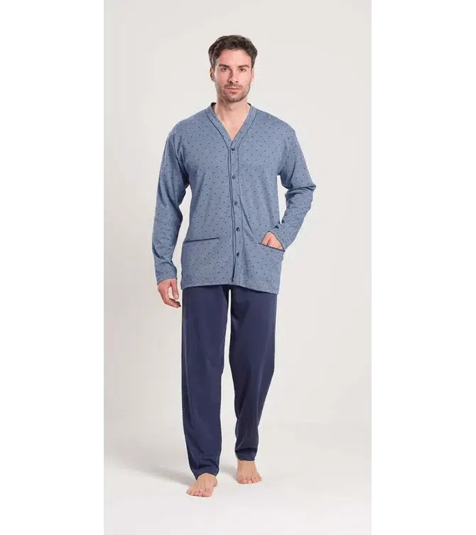 Pigiama uomo aperto invernale interlock Gary V60002