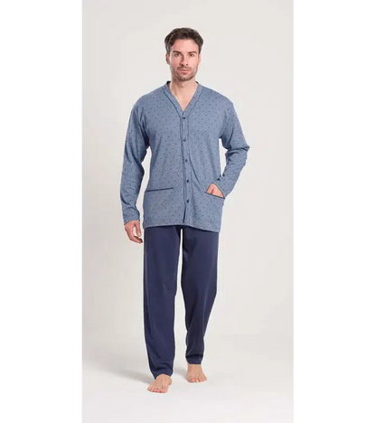 Pigiama uomo aperto invernale interlock Gary V60002