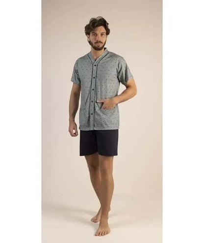 Pigiama uomo aperto mezza manica pantalone corto Gary 100% Cotone 6243