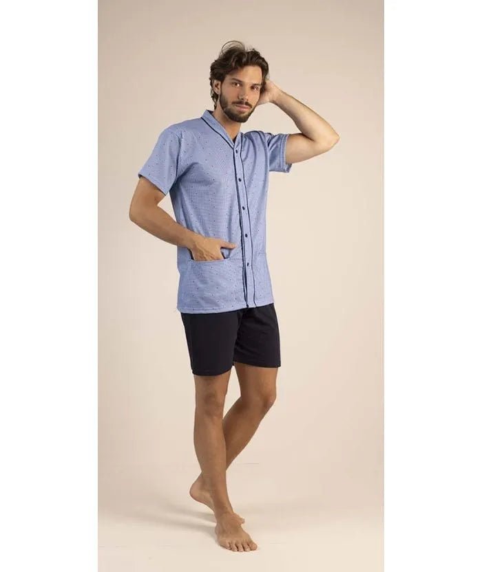 Pigiama uomo aperto calibrato mezza manica pantalone corto Gary 100% Cotone 6243CONF