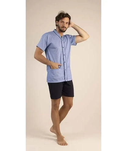 Pigiama uomo aperto mezza manica pantalone corto Gary 100% Cotone 6243
