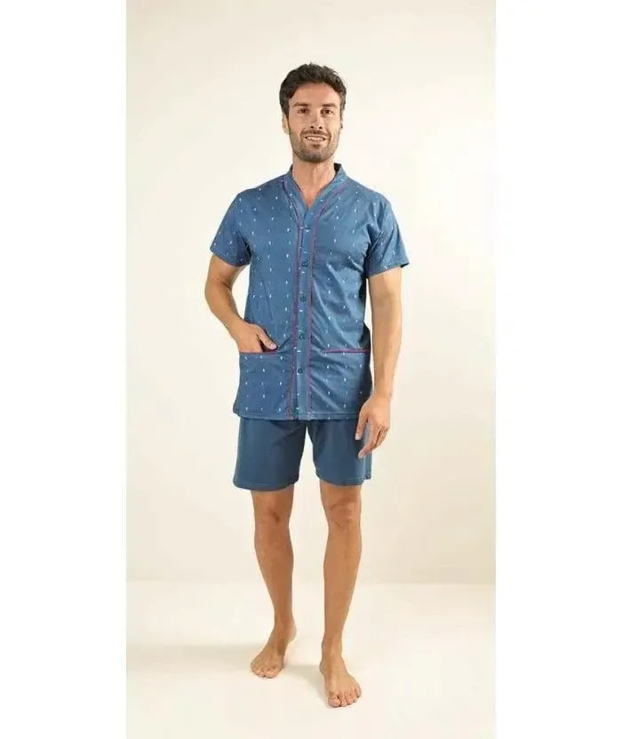 Pigiama uomo aperto mezza manica pantalone corto Gary 100% Cotone Z65035