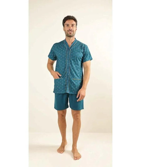 Pigiama uomo aperto mezza manica pantalone corto Gary 100% Cotone Z65035