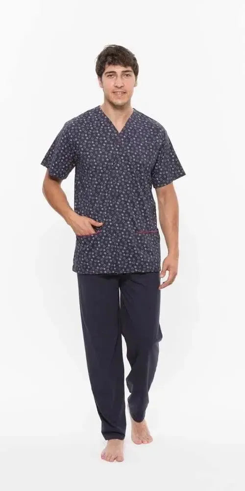 Pigiama uomo aperto mezza manica pantalone lungo Jersey Gary puro cotone R60011