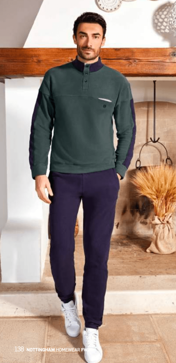 Pigiama uomo conformato Nottingham pile collo alto NPA227X