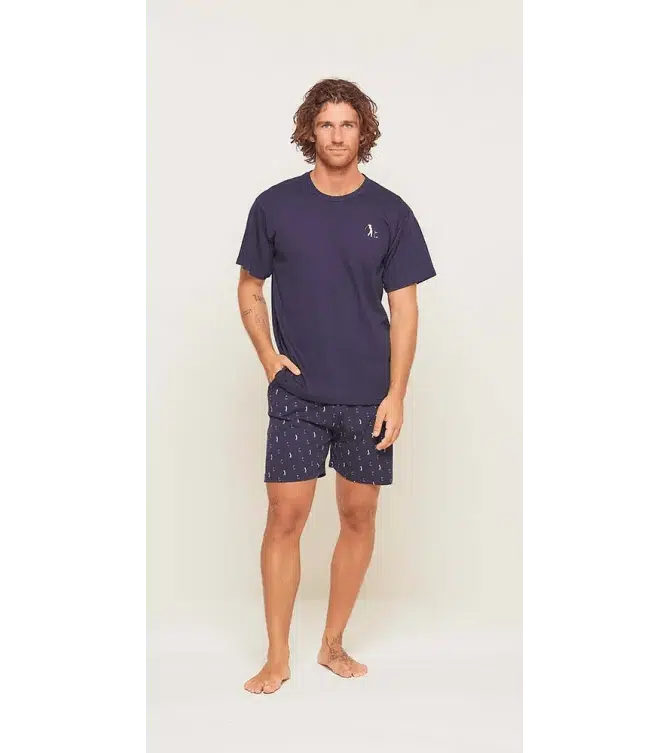 Pigiama uomo girocollo mezza manica pantalone corto Gary 100% Cotone U65015