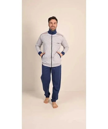 Pigiama uomo invernale aperto con zip felpato Gary 6132
