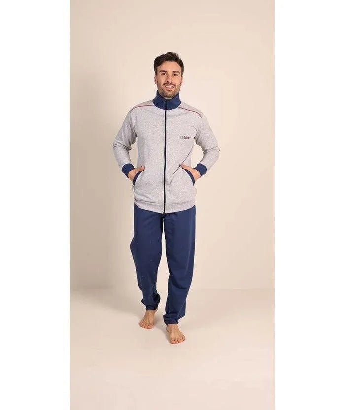 Pigiama uomo invernale aperto con zip felpato Gary 6132