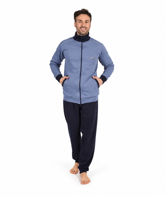 Pigiama uomo invernale aperto con zip felpato Gary 6132