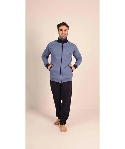 Pigiama uomo invernale aperto con zip felpato Gary 6132