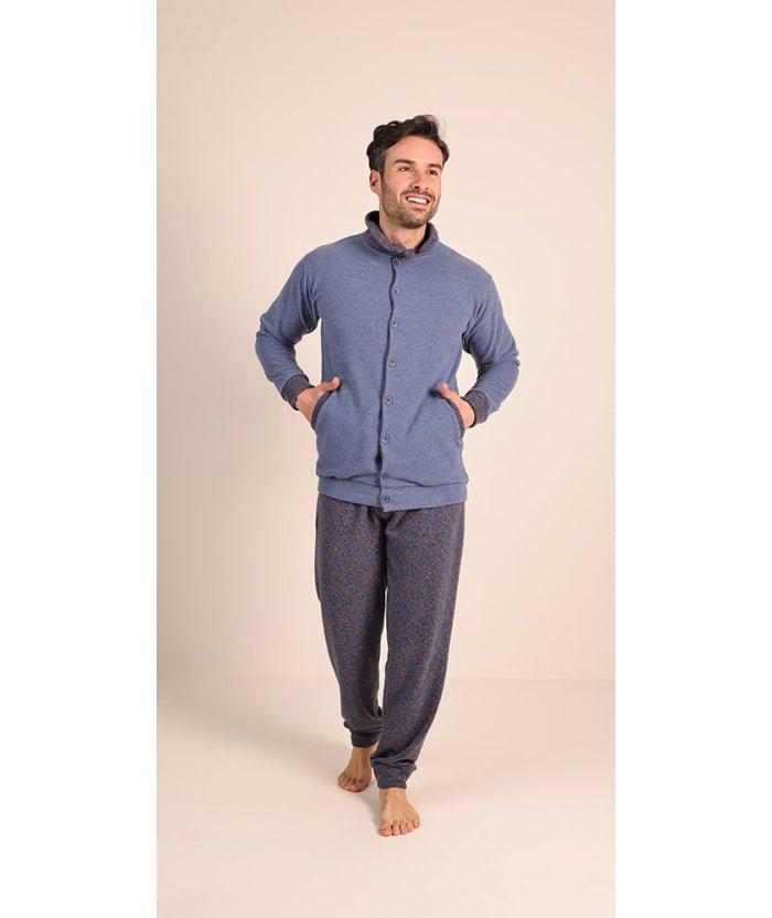 Pigiama uomo invernale aperto punto Milano Gary flanellato 6082