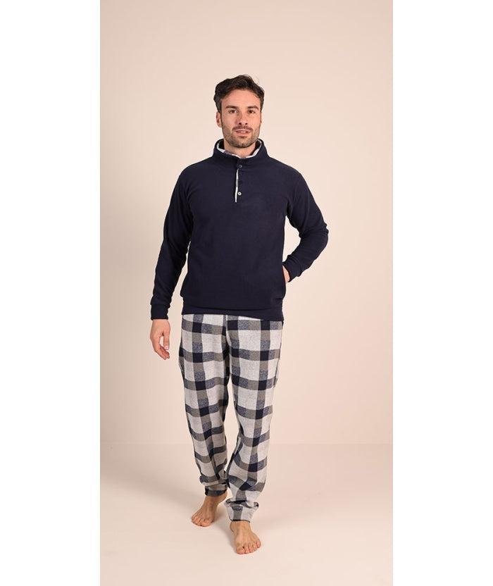 Pigiama uomo invernale collo alto punto Milano Gary flanellato 6072