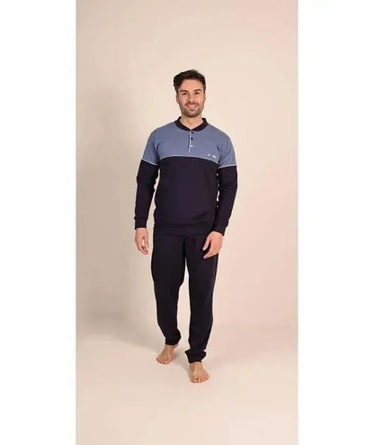 Pigiama uomo invernale collo serafino felpato Gary 6131