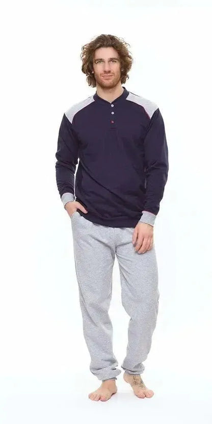 Pigiama uomo invernale collo serafino felpato Gary S60151