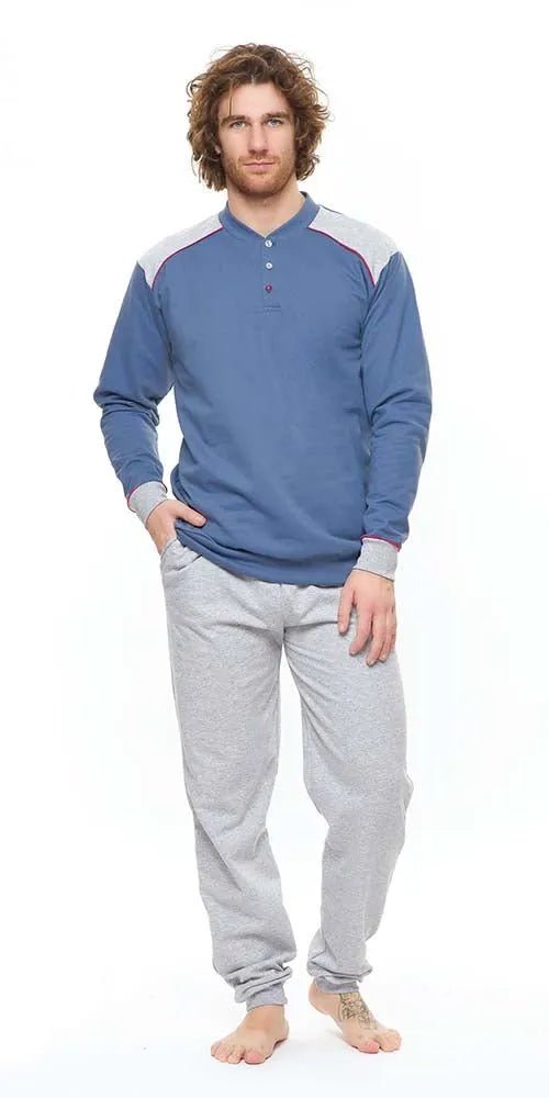 Pigiama uomo invernale collo serafino felpato Gary S60151