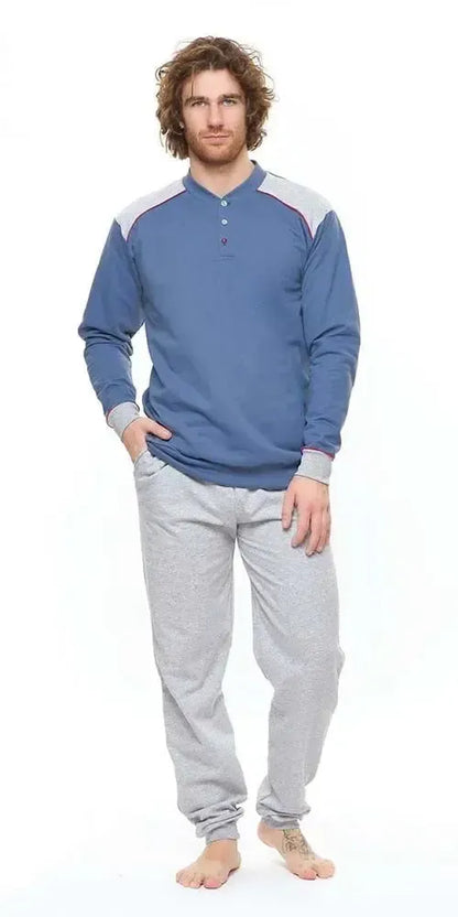 Pigiama uomo invernale collo serafino felpato Gary S60151
