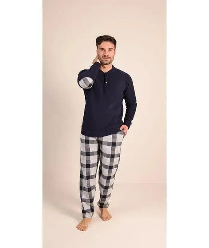 Pigiama uomo invernale collo serafino punto Milano Gary flanellato 6070