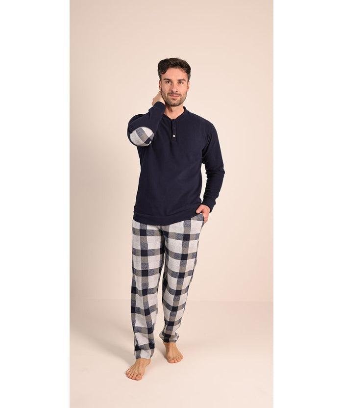 Pigiama uomo invernale collo serafino punto Milano Gary flanellato 6070