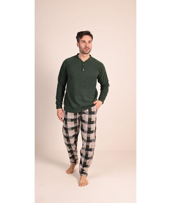 Pigiama uomo invernale collo serafino punto Milano Gary flanellato 6070