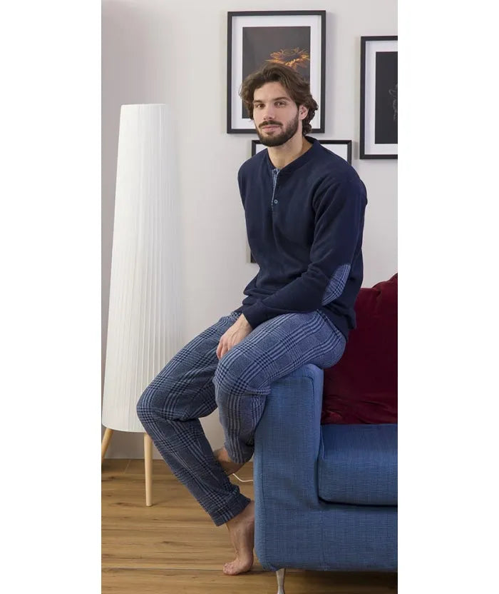 Pigiama uomo invernale collo serafino punto Milano Gary flanellato 6301
