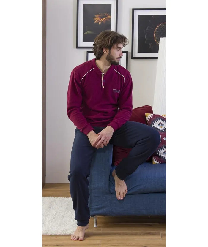 Pigiama uomo invernale collo serafino punto Milano Gary flanellato 6350