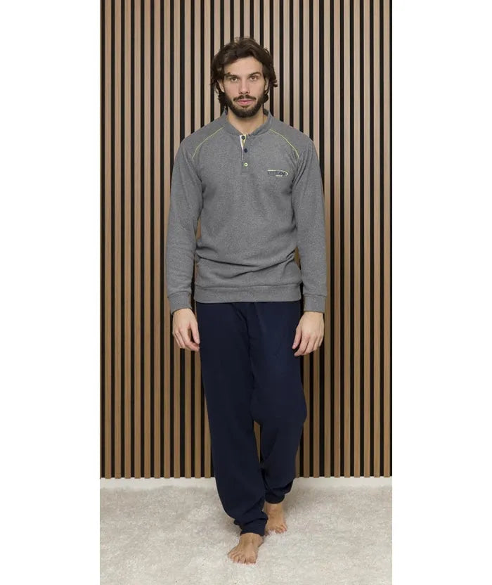 Pigiama uomo invernale collo serafino punto Milano Gary flanellato 6350