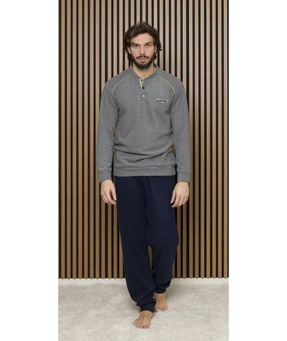 Pigiama uomo invernale collo serafino punto Milano Gary flanellato 6350