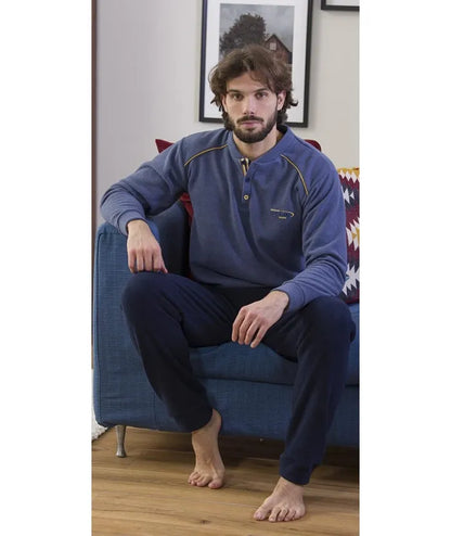 Pigiama uomo invernale collo serafino punto Milano Gary flanellato 6350