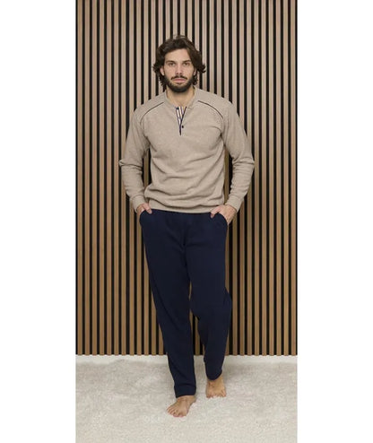 Pigiama uomo invernale collo serafino punto Milano Gary flanellato 6352