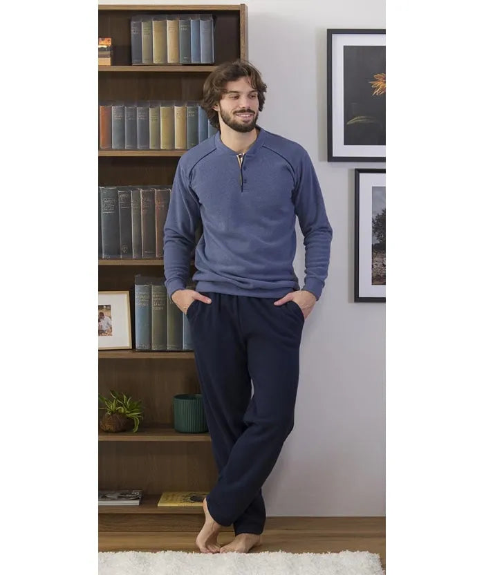 Pigiama uomo invernale collo serafino punto Milano Gary flanellato 6352