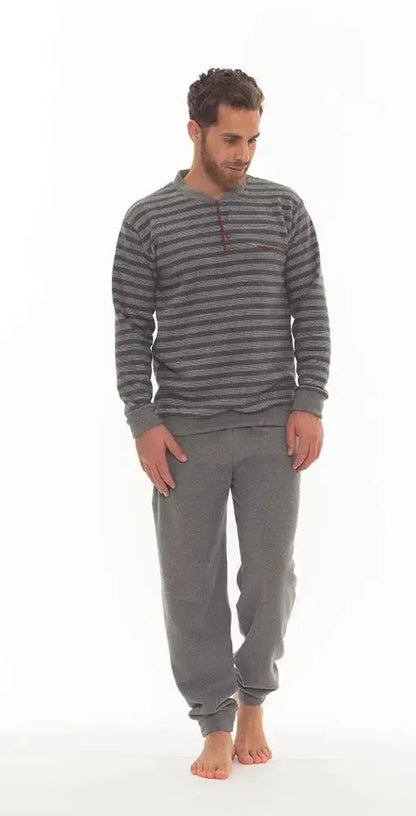 Pigiama uomo invernale collo serafino punto Milano Gary flanellato N60120