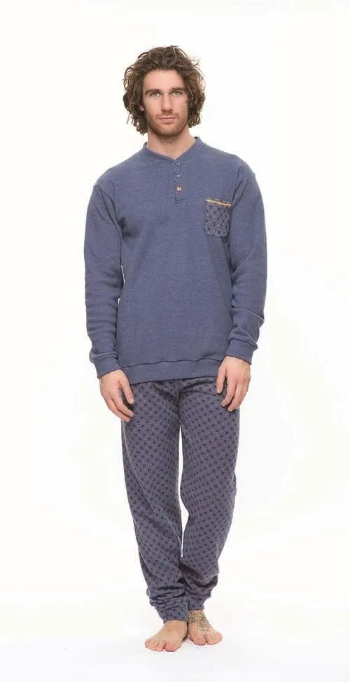 Pigiama uomo invernale collo serafino punto Milano Gary flanellato S60091