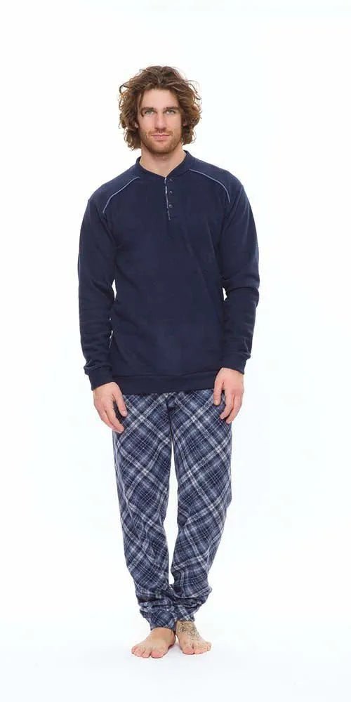 Pigiama uomo invernale collo serafino punto Milano Gary flanellato S60111
