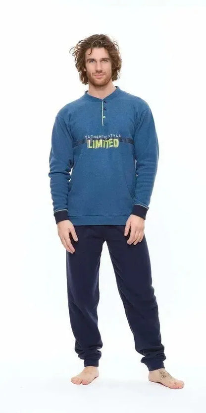 Pigiama uomo invernale collo serafino punto Milano Gary flanellato S60115