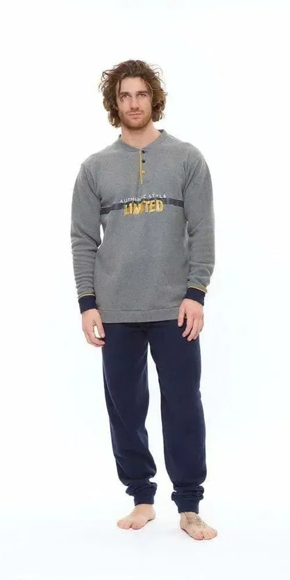 Pigiama uomo invernale collo serafino punto Milano Gary flanellato S60115