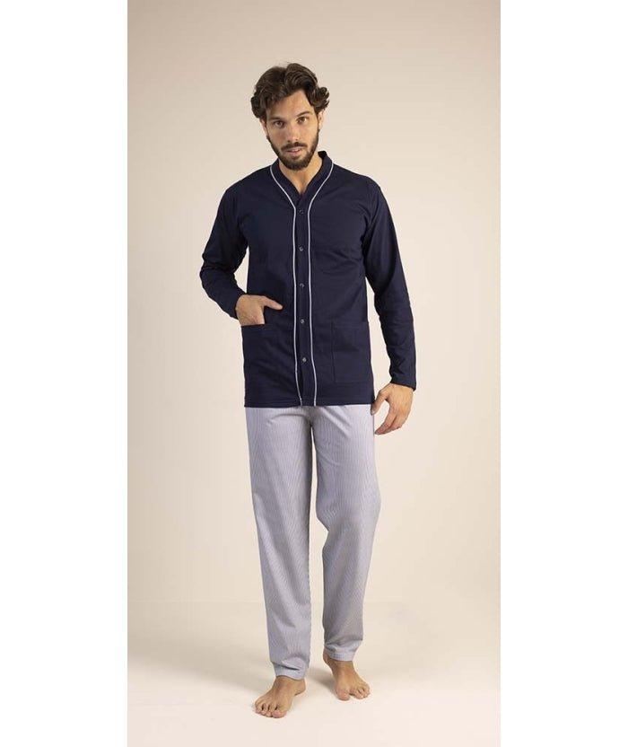Pigiama uomo lungo Jersey aperto Gary puro cotone 6191