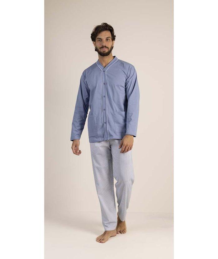 Pigiama uomo lungo Jersey aperto Gary puro cotone 6191