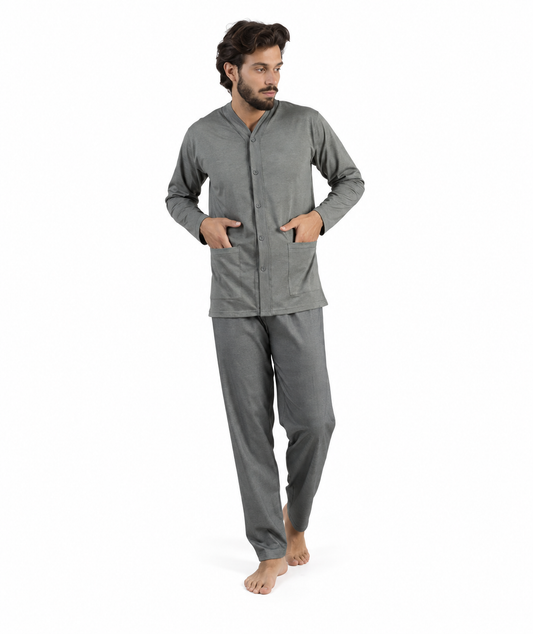 Pigiama uomo lungo Jersey aperto Gary puro cotone 6191