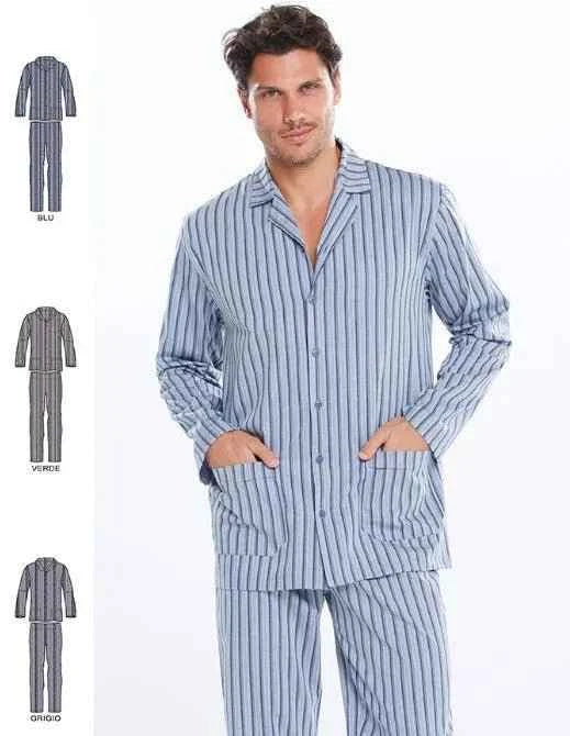 Pigiama uomo manica lunga aperto in cotone Vilfram 9407