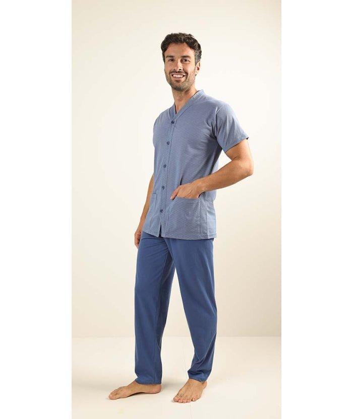 Pigiama uomo mezza manica aperto Gary calibrato jersey puro cotone C605CONF
