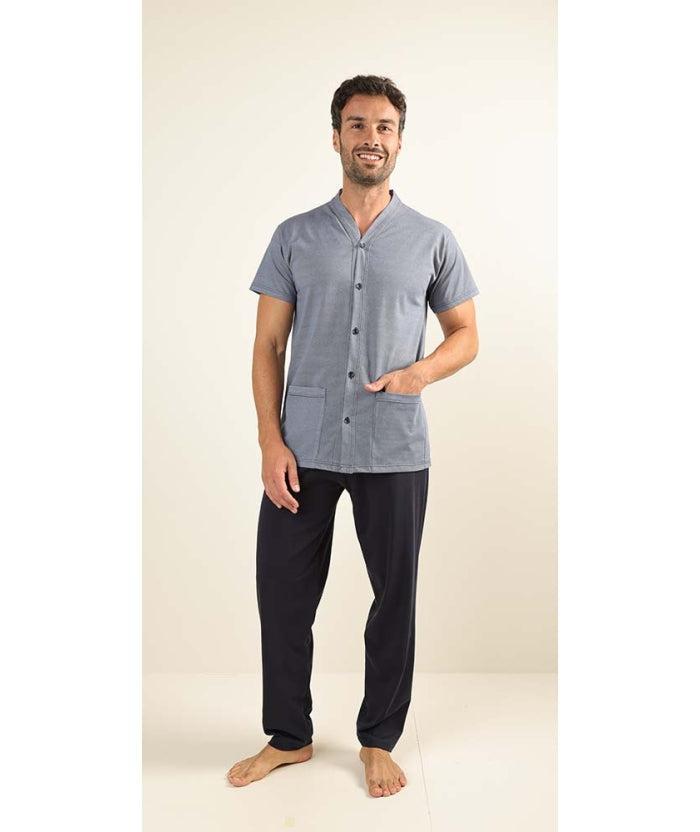 Pigiama uomo mezza manica aperto Gary calibrato jersey puro cotone C605CONF